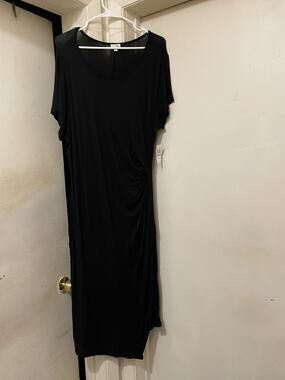 Elegant Black Ruched Maxi Flowy Plus Size Evening & Lounge Dress Size XXL